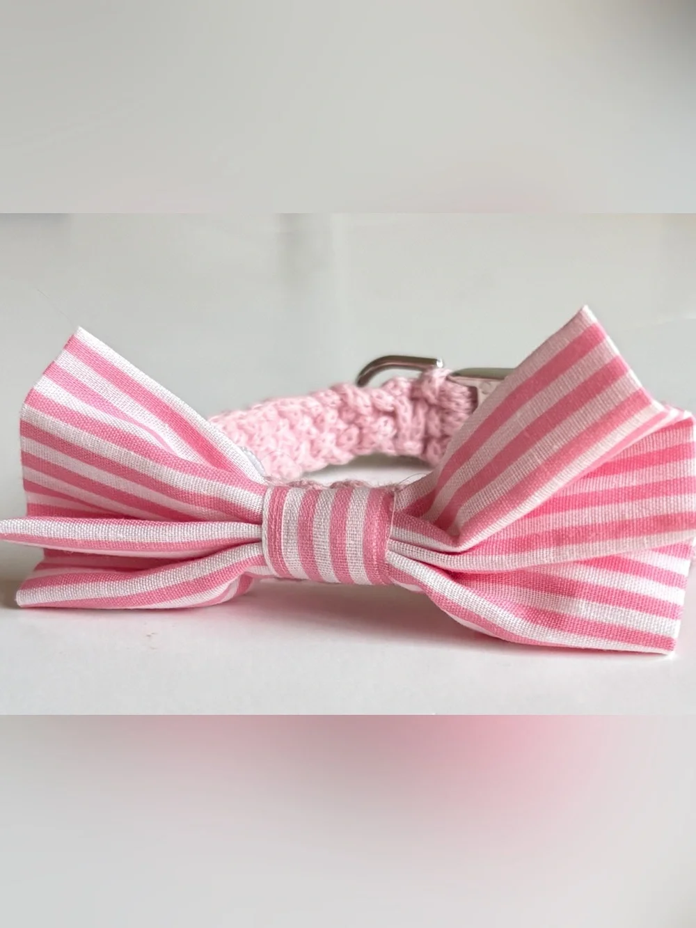 Pink/White Dog Bow